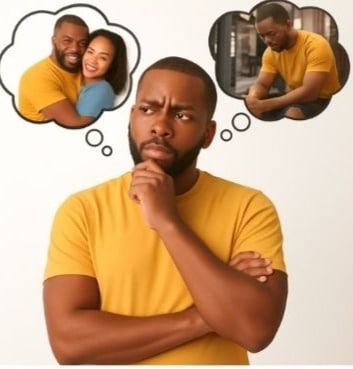 A man thinking between going to the gym or spending time with his partner